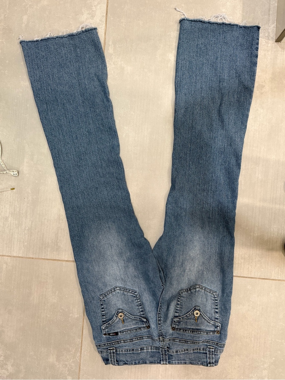 Angels Medium Blue Flare Jeans with Raw Edge - Picture 6 of 9
